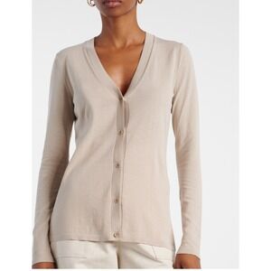 MaxMara Cotton Silk blend Aus Tennis Light Beige Old Money Preppy Cardigan sz L